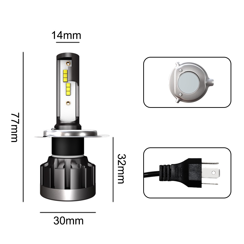 Đèn Pha LED H4 H11 Cao Và Thấp Chip ZES Độ Sáng Cao 9000lm Cho Xe Hơi