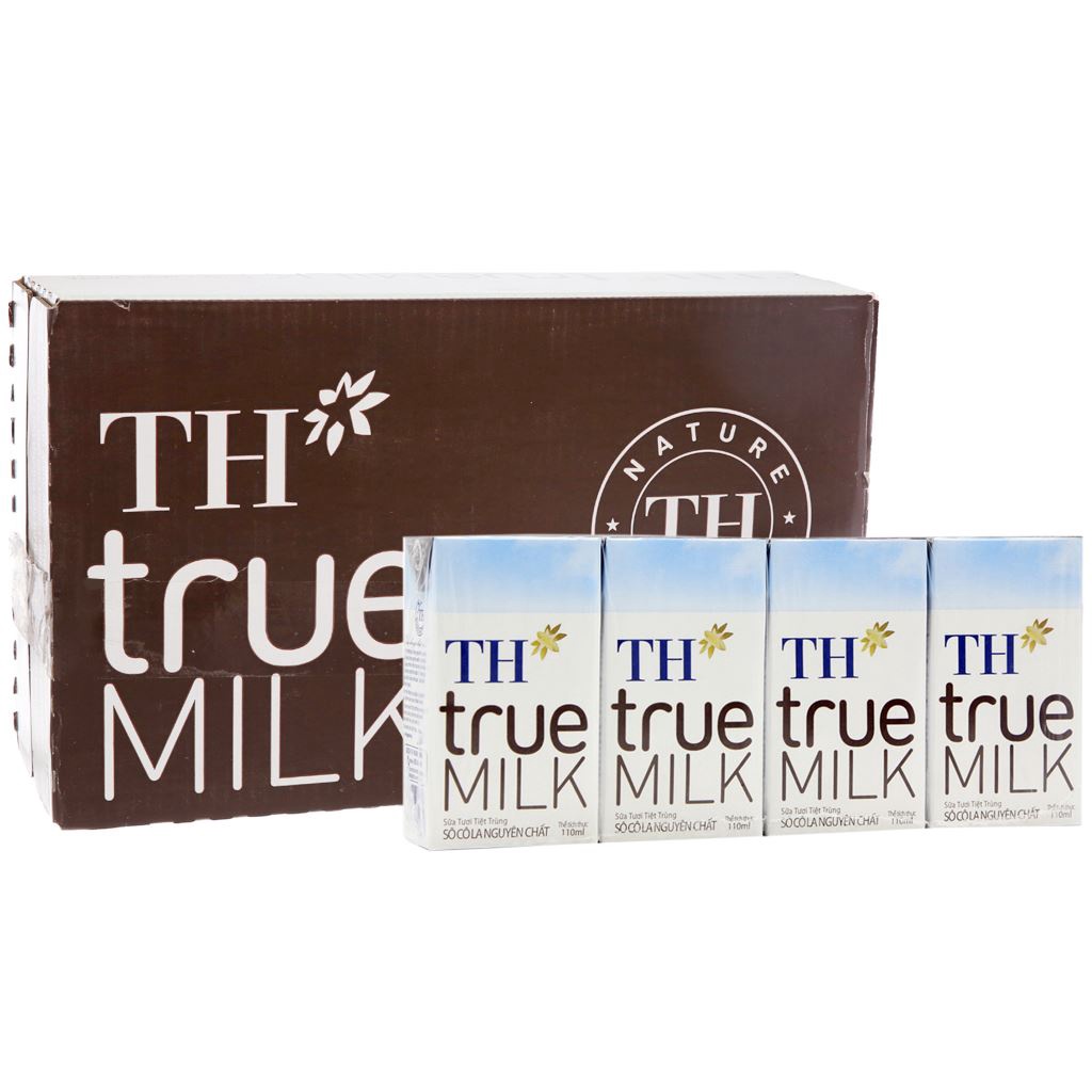Lốc 4 hộp sữa tươi tiệt trùng TH true MILK 110ml/ 180ml