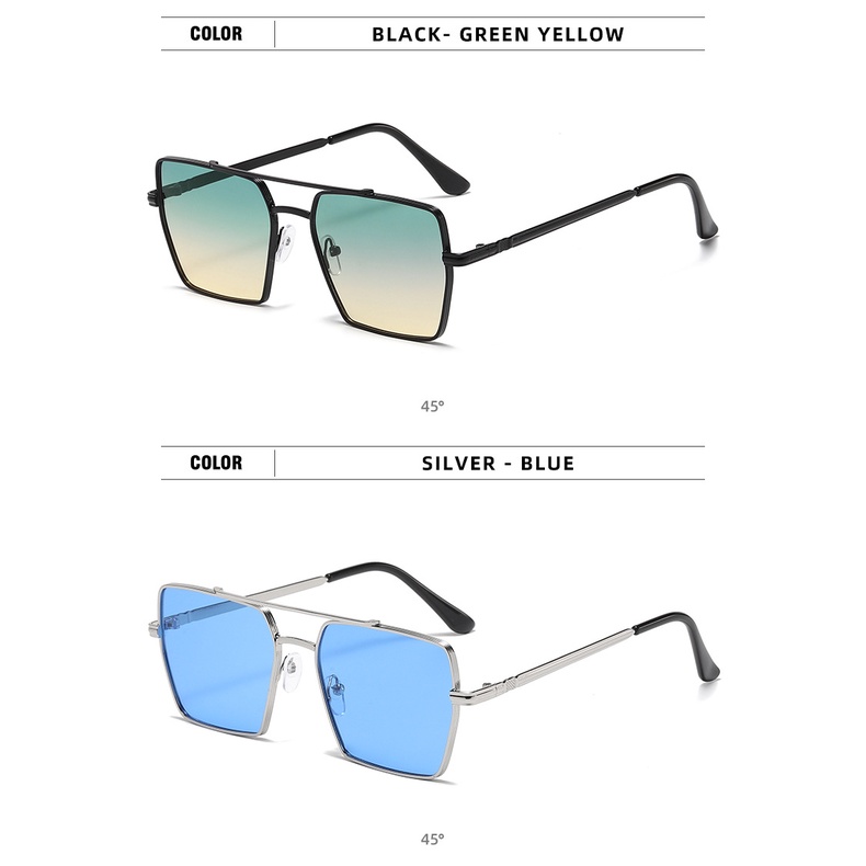 Kính Chống Nắng Gọng Vuông Kim Loại Phong Cách Retro Thời Trang Cho Nam COD