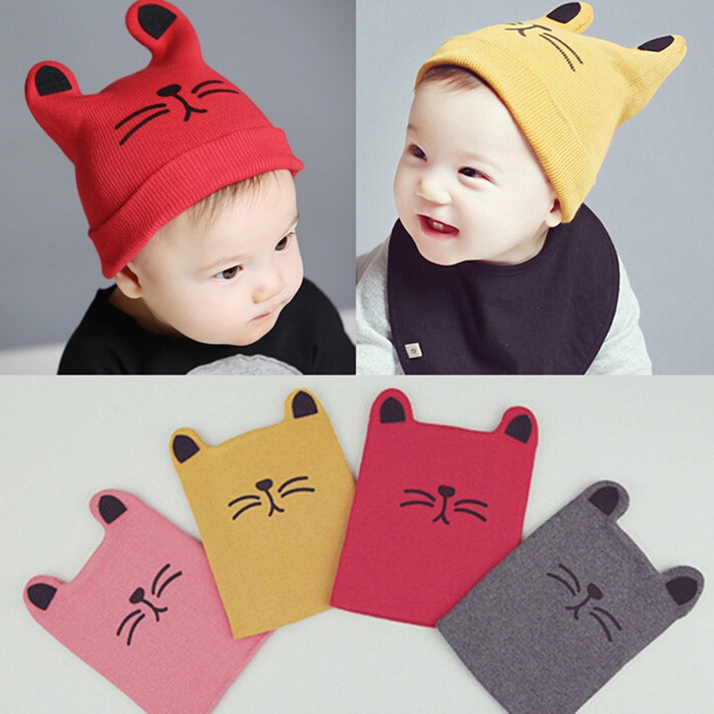 Mũ Cotton Mềm Đính Tai Hoạt Hình Giữ Ấm Mùa Thu Đông Cho Bé