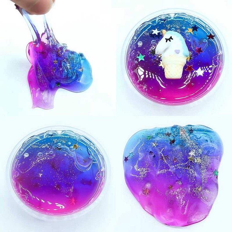 JS DIY Colorful Unicorn Stars Slime Crystal Mud Putty Starry Pearl Ball Clay