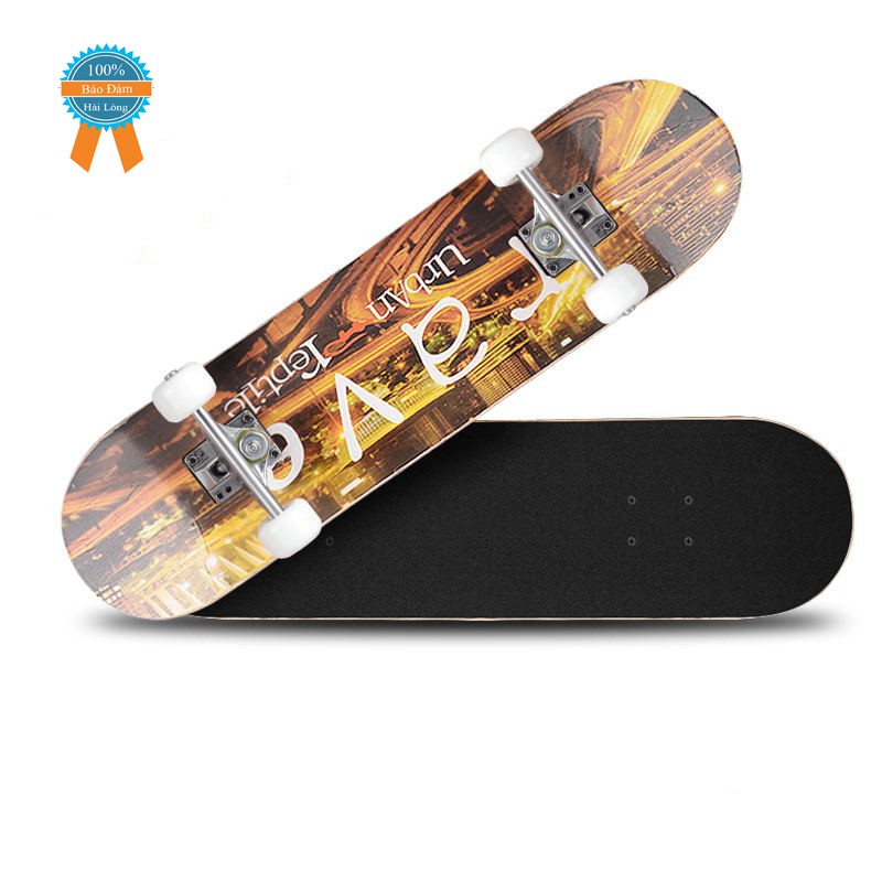 Ván trượt skateboard thể thao gỗ phong ép 7 lớp mặt nhám