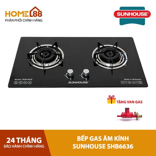 Bếp gas âm kính cao cấp SUNHOUSE SHB6636 chính hãng giá tốt