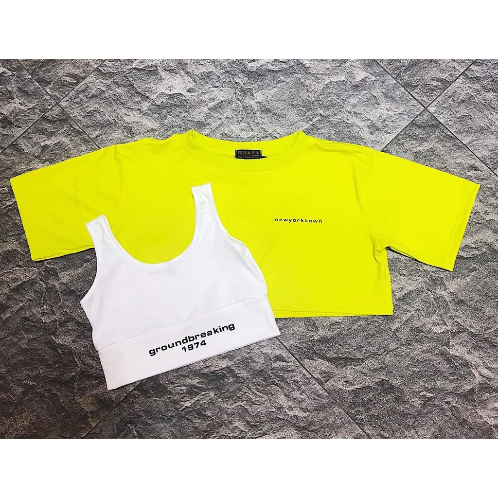 SET Áo Croptop mix áo ba lỗ YAYSHOP chất thun cotton cá tính (hình thật) | BigBuy360 - bigbuy360.vn