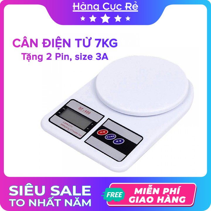 Cân tiểu ly điện tử nhà bếp mini 7kg, làm bánh độ chính xác cao từ 1g đến 7000g, dùng pin AAA - Shop Hàng Cực Rẻ