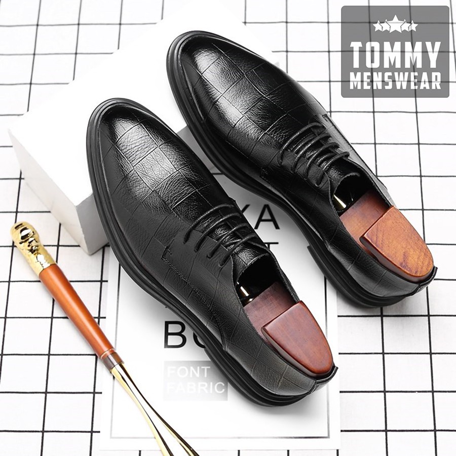 Giày Tây Nam - TẶNG TẤT - Giày Nam Cao Cấp Hàng Hiệu Men Lỳ GD90