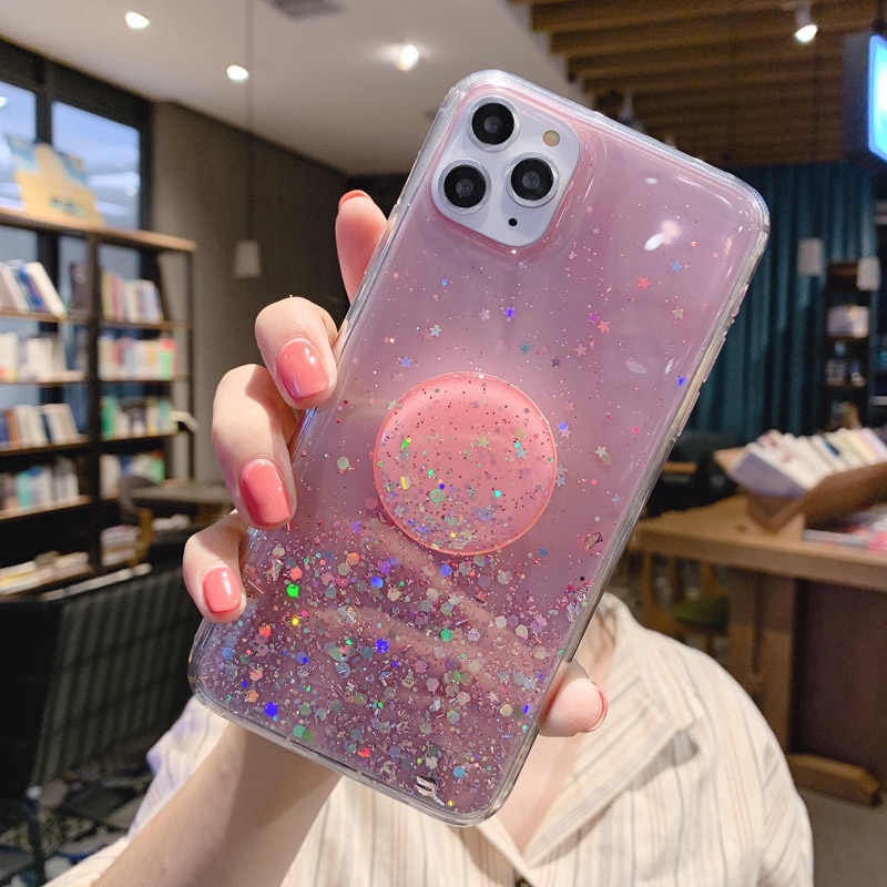 Ốp Lưng Họa Tiết Ngôi Sao Lấp Lánh Kèm Giá Đỡ Cho Iphone 6s 6 6s Plus 7 8 Plus 11 Pro Max Xs X Xr