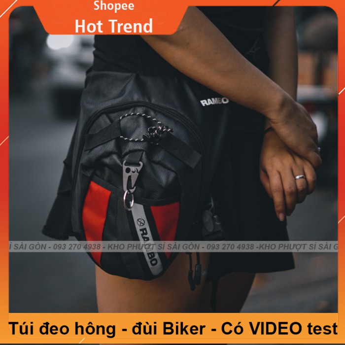 HOT - Túi đeo đùi biker dùng đi phượt, đi tour, shiper cực tiện dụng - Túi đeo hông đùi RAMBO giống Dainese