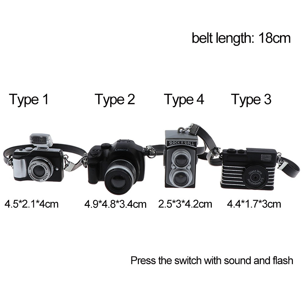 Máy Ảnh Kỹ Thuật Số Mini SLR Mini Kèm Thắt Lưng Đen 1:12 Làm Quà Tặng Cho Nhà Búp Bê