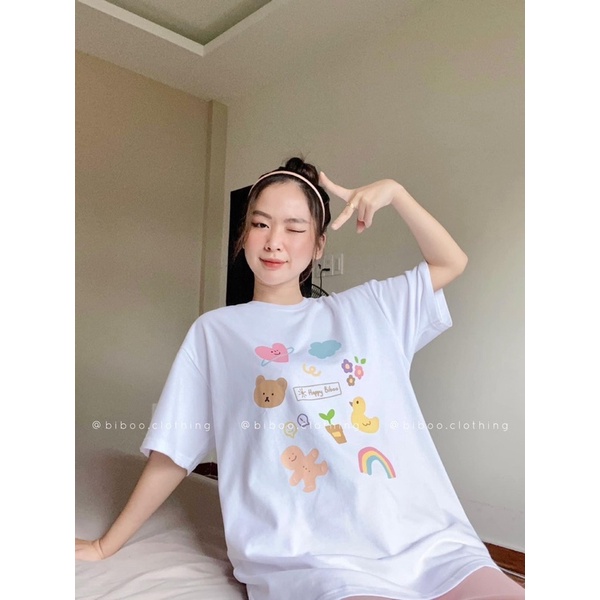 Áo phông 3D trắng hồng be PM11