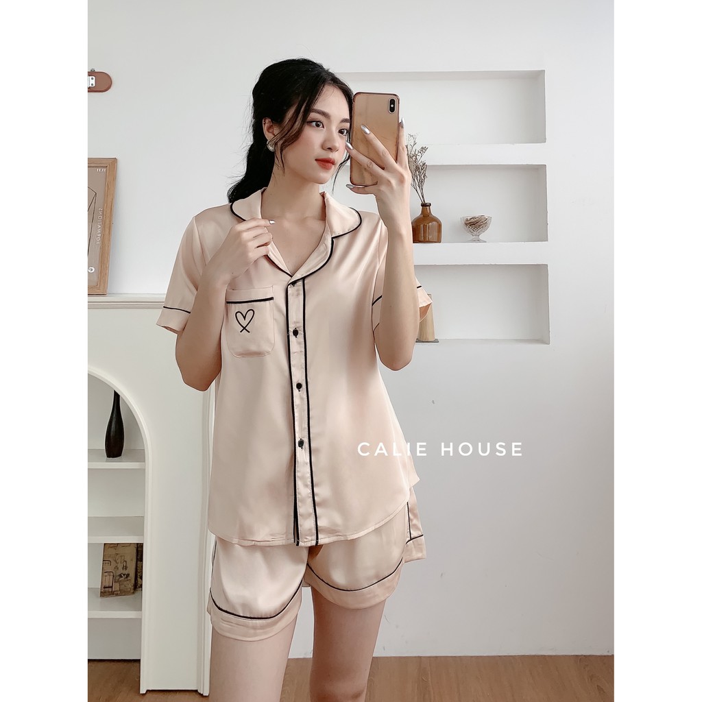 Bộ Đồ Ngủ Nữ Ngắn Tay Pijama Calie House. Bộ đồ Mặc Ở Nhà Chất Liệu Lụa Mặc Rất Mát Vào Mùa Hè S9 | BigBuy360 - bigbuy360.vn