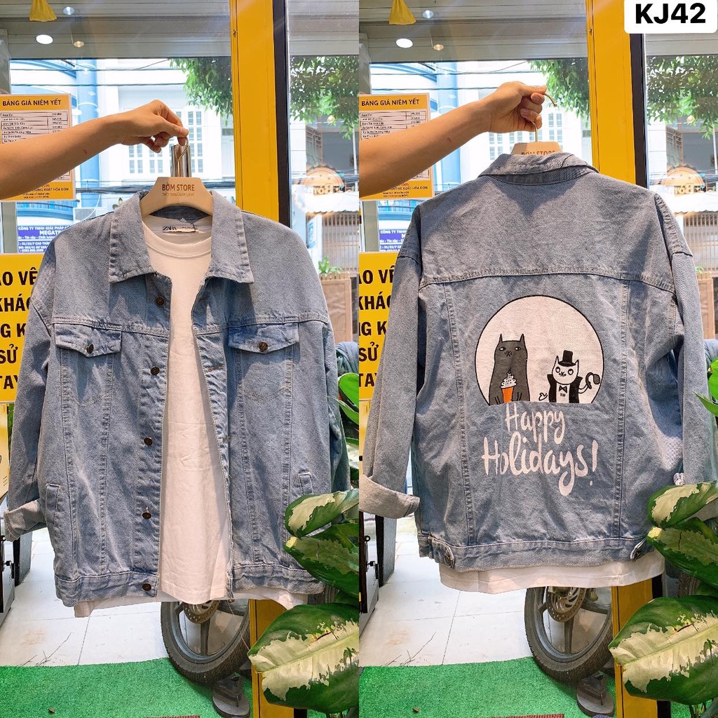 Beacon Denim (Bờm Store) - Áo khoác jean nam in hình con mèo
