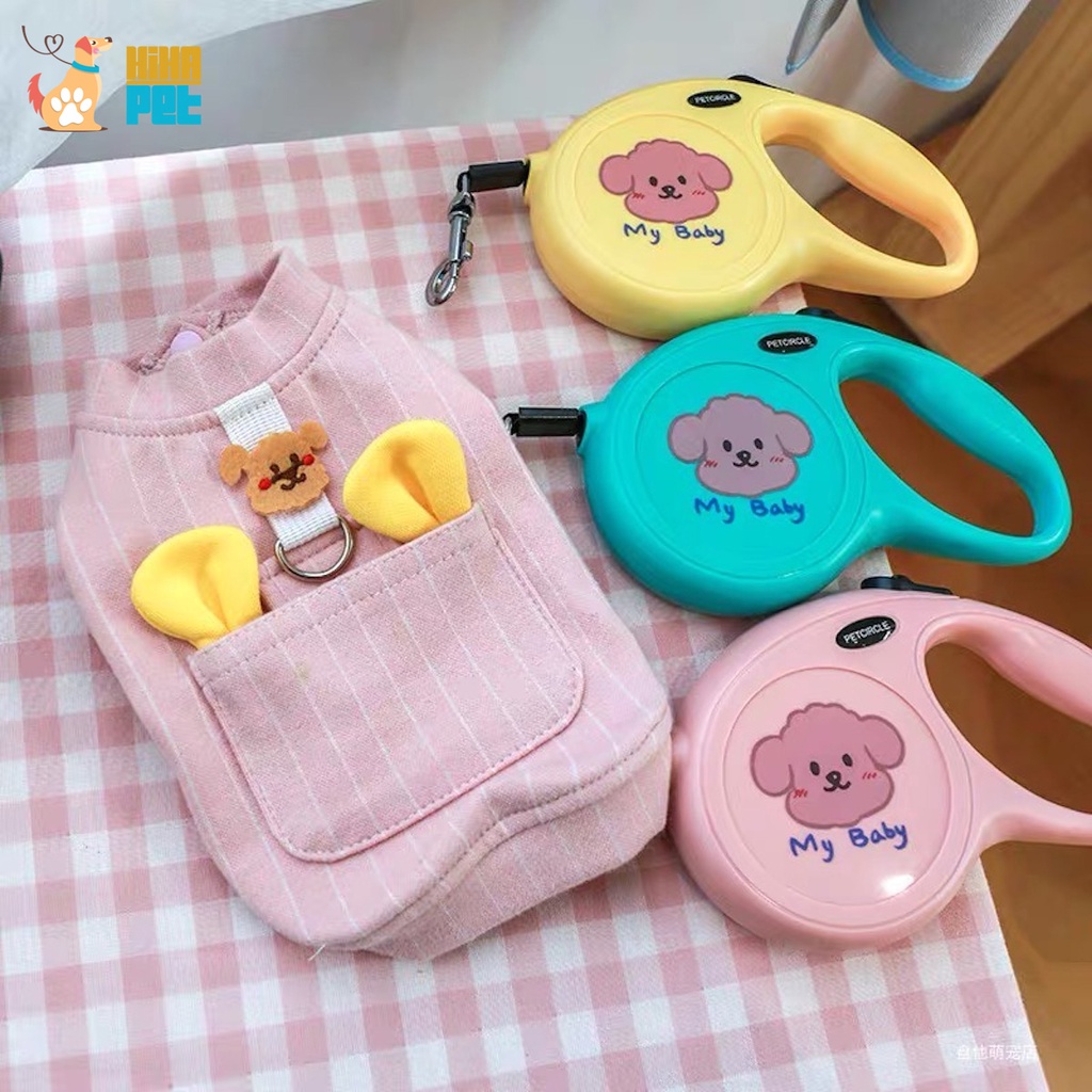 Dây Dắt Chó Mèo Đi Dạo, Du Lịch Dễ Thương Dây Rút Dài 5 Mét Ấn Nút Tự Động Cao Cấp Hihapet.