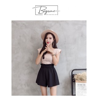 Quần đùi nữ ngắn ống rộng nữ Ulzzang cạp chun có bigsize cao cấp thoáng mát sang chảnh hàng xuất dư vnxk