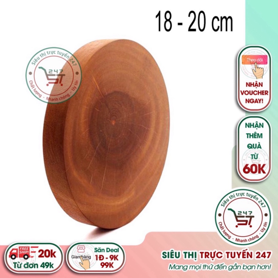 Thớt gỗ tự nhiên tròn mini không dăm có móc treo đường kính 18-20 cm món đồ dùng nhà bếp cần thiết cho mọi gia đình