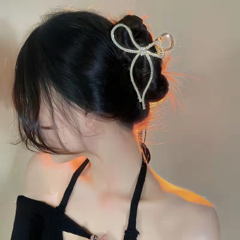 Kẹp Tóc Nơ Lưng Đính Ngọc Trai Phong Cách Thời Trang Hàn Quốc Sang Trọng Cho Nữ