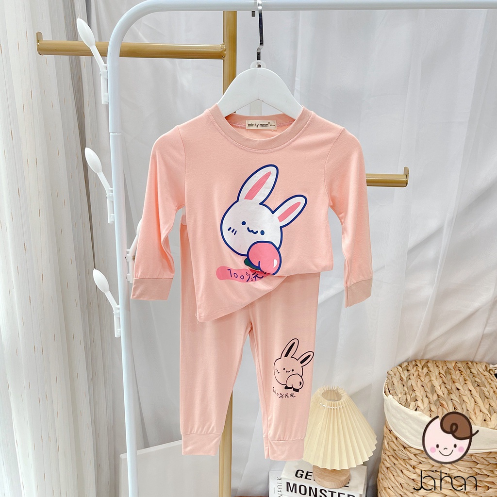 [SALE] Bộ Quần Áo Bé Gái, Bé Trai Minky Mom Hoạ Tiết Cá Heo Viền Cổ, Bộ Dài Tay Thun Lạnh Cho Bé Mặc Nhà MKMTD2215