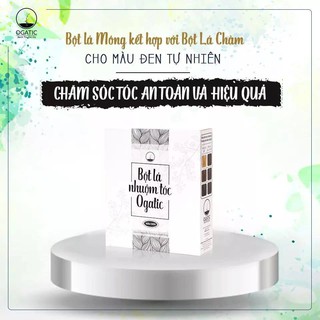 Bột Lá Nhuộm Tóc Ogatic - Màu ĐEN- NHUỘM TÓC TỪ LÁ CÂY, 100% Thiên nhiên - không hoá chất- không kích ứng da đầu-50Gr