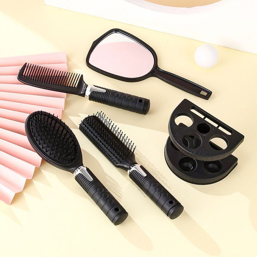 Bộ 4 Lược Chải Tóc Gỡ Rối Kém Rụng Tóc Kèm Gương Đế Đựng Tạo Kiểu Nhanh Chóng Massage Đầu Chuyên Dụng Kotic_shop