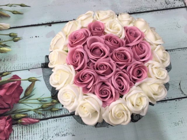 🌸🌺  Hoa Sáp hộp tròn 33 bông  mix màu    🌺