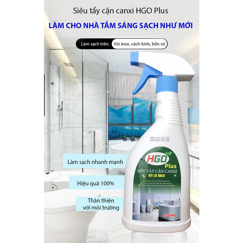 Combo 2 chai nước tẩy cặn canxi nhà tắm HGO Plus giá tốt hơn, tiết kiệm hơn