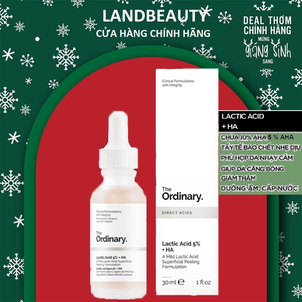 Serum tẩy tế bào chết sáng da, mờ thâm Lactic 5% Acid + HA The Ordinary 30ml