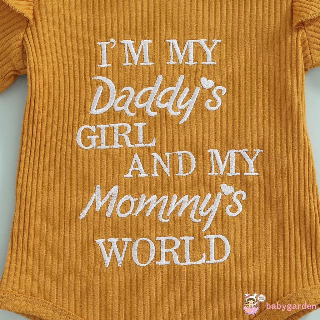 BABYGARDEN-0-18months Baby Girls Outfit, Sweet Style Letter Fly Sleeve Round Collar Jumpsuit + Leopard Print