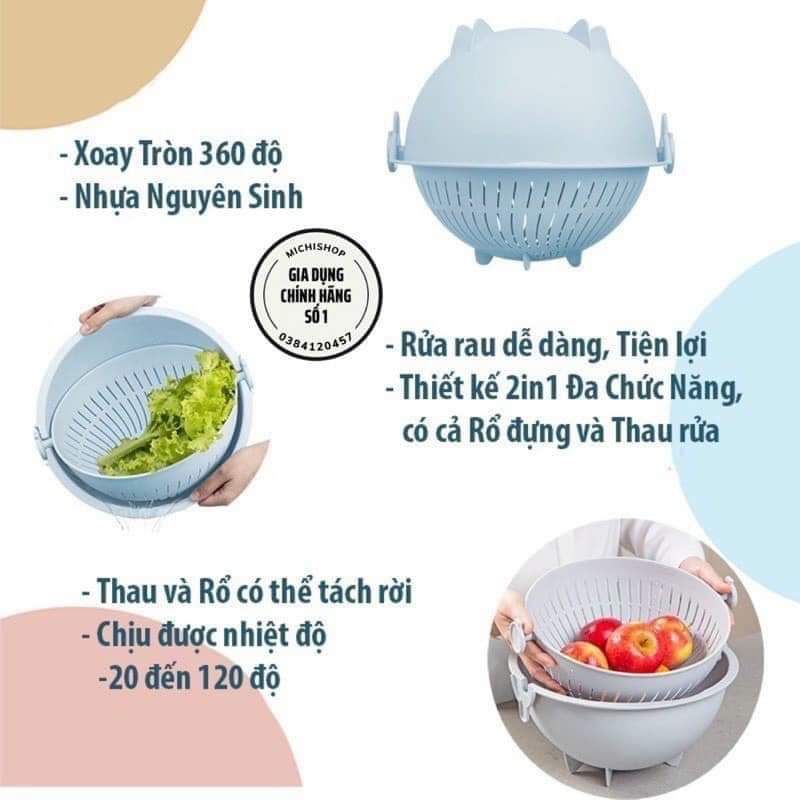 Bộ thau rỗ xoay đa năng inochi 28cm