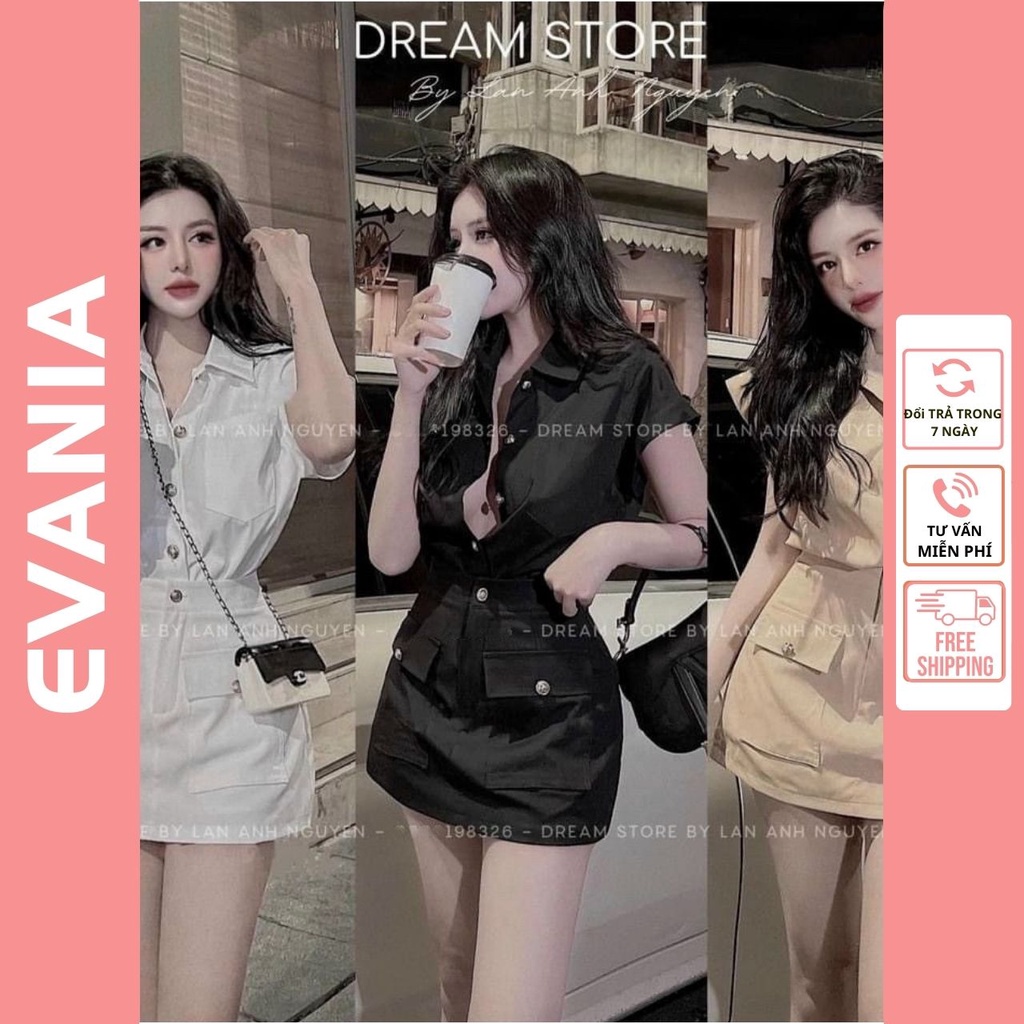 Set áo chân váy EVANIA set váy nữ áo mặc với chân váy chất vải KAKI lên form đẹp áo phối chân váy KQA0079