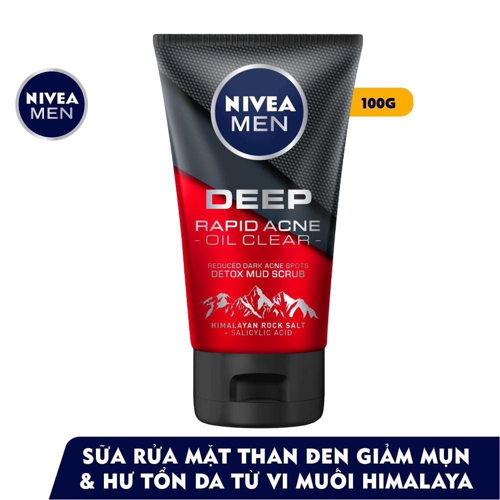Bộ 2 chai sữa rửa mặt NIVEA MEN Deep Rapid Acne Oil Clear (100g/chai) - 88521