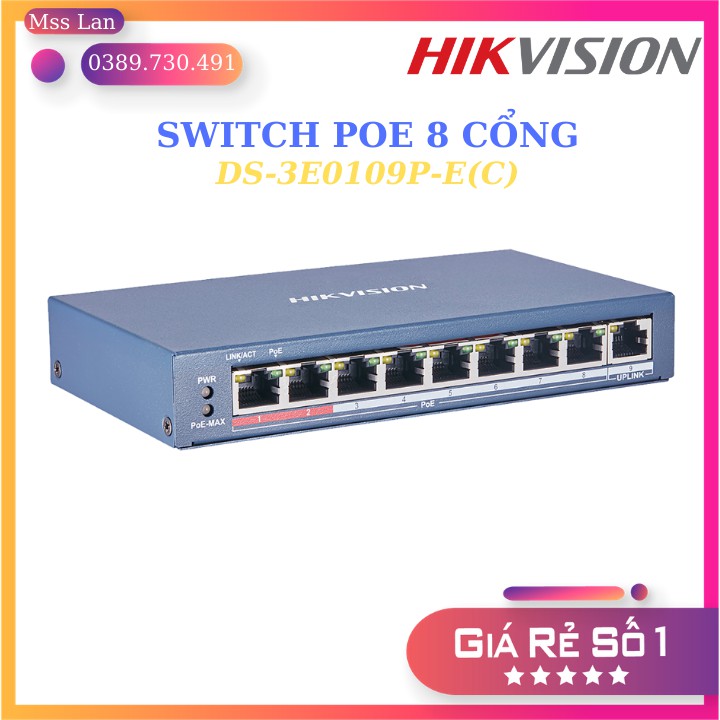 Switch Mạng 8 Cổng POE Hikvision DS-3E0109P-E(C)