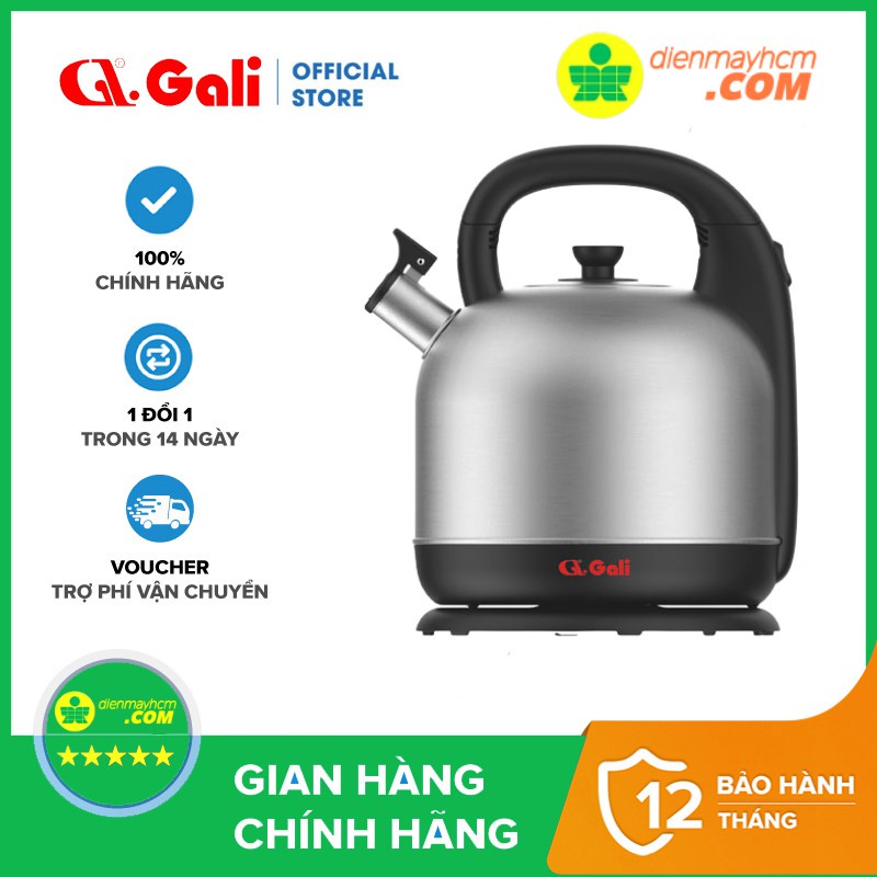 Ấm siêu tốc Gali GL-0042A 2000W 4.2L INOX 304 đế nấu tách rời nhập khẩu bảo hành chính hãng tem CR chất lượng Châu Âu