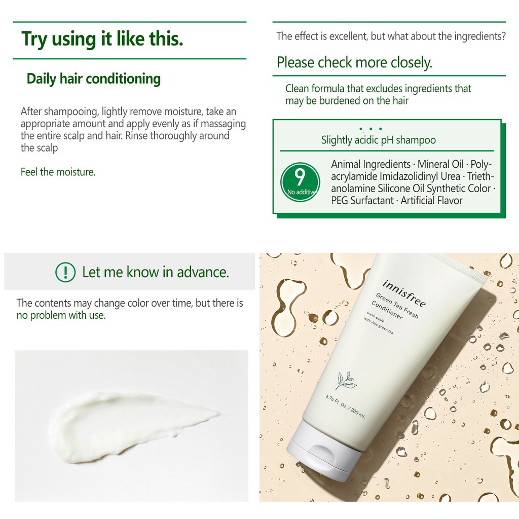 INNISFREE Green Tea Fresh Shampoo  / Dầu xả
