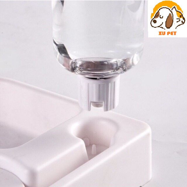 Bát Ăn Kèm Bình Nước Tự Động Dâng Nước Cho Chó Mèo - Bát Ăn Đôi Góc Tường Cho Chó Mèo