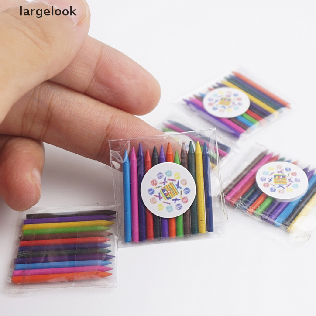 [largelook] 1Set 1:12 Dollhouse Mini Crayon Watercolor Box Paint Pen Drawing Room Scene Deco ♨HOT SELL