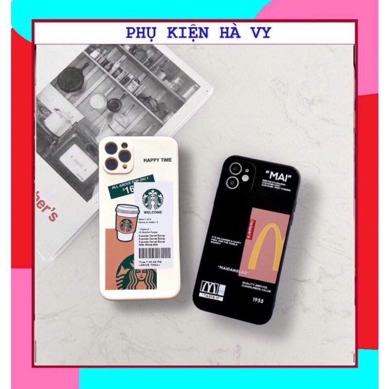 Ốp lưng hình cafe cute cạnh vuông giả ip12 5/5s/6/6plus/6s/7/7plus/8/8plus/x/xr/xs/11/12/pro/max