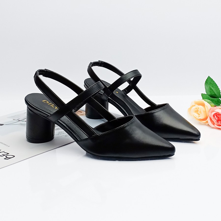 Giày Cao Gót sandal bít mũi gót tròn 6p - CG-0499