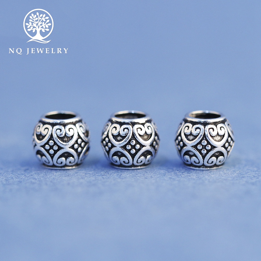 Charm hạt họa tiết trái tim - NQ Jewelry