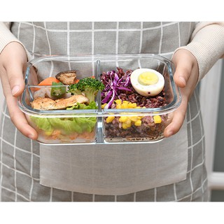 Hộp cơm thủy tinh 1040ml có phân 3 ngăn