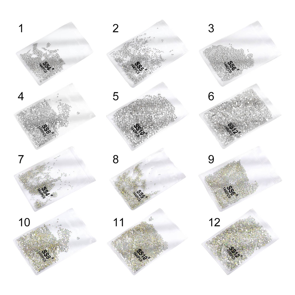 Set 1440 Hạt Đá Thủy Tinh Trong Suốt Dùng Trang Trí Móng Tay DIY Cho Điện Thoại