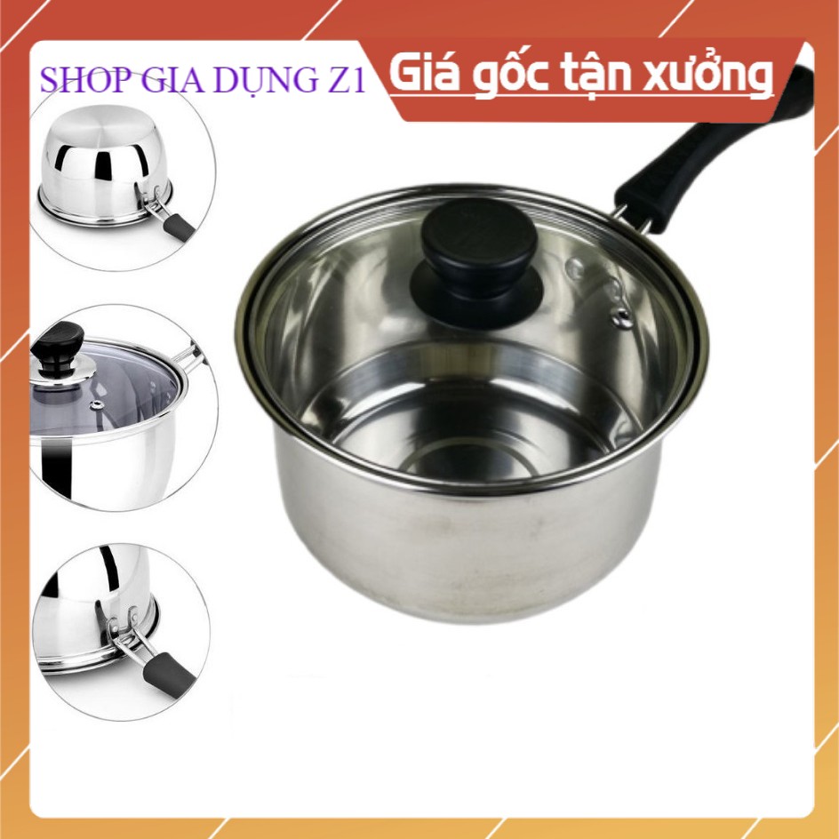 Nồi Nấu Bột, Nấu Cháo Đồ Ăn Dặm Cho Bé Inox 304 Size 18Cm Dày Dặn, Cao Cấp - Z1