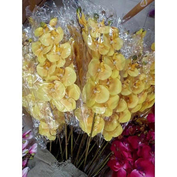 Hoa giả - Hoa lan hồ điệp vải đẹp trang trí nhà cửa size 1m