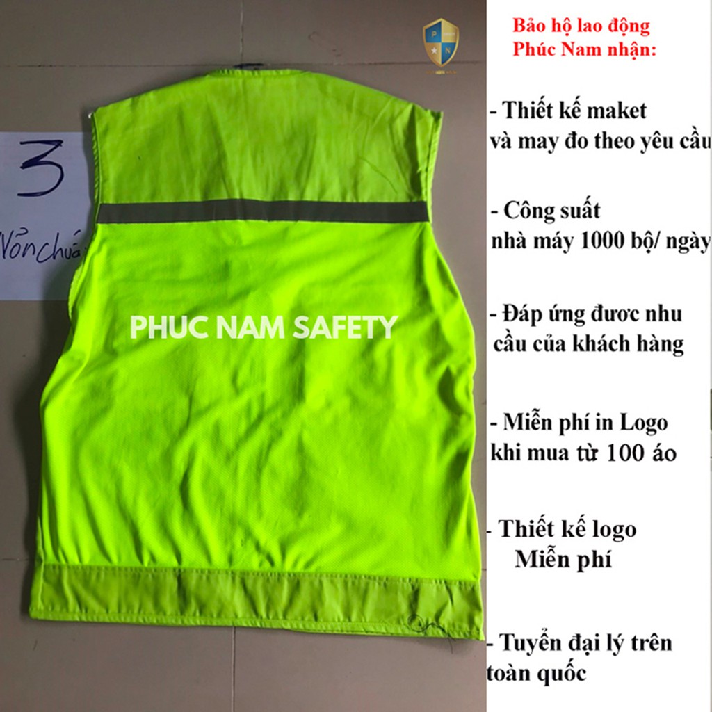 Áo bảo ghi lê phản quang màu nõn chuối , áo ghi lê, đồng phục kỹ sư, BHLĐ Phúc Nam