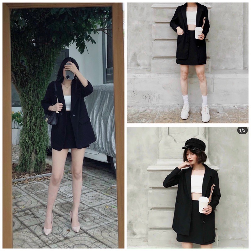 SET VEST 2  MÓN: KHOÁC VEST TÚI + CHÂN VÁY