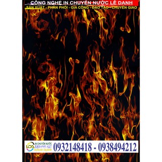 Màng in chuyển nước hình lửa đỏ trang trí nón bảo hiểm, ốp lưng kích thước  50x200 (cm) - LDST040