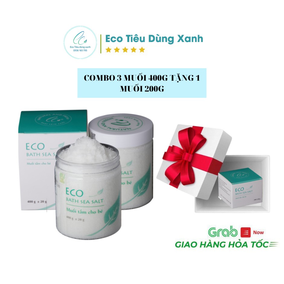 Combo 3 muối tắm Eco Sinh Dược 400g tặng 1 lọ muối tắm Eco Sinh Dược 200g