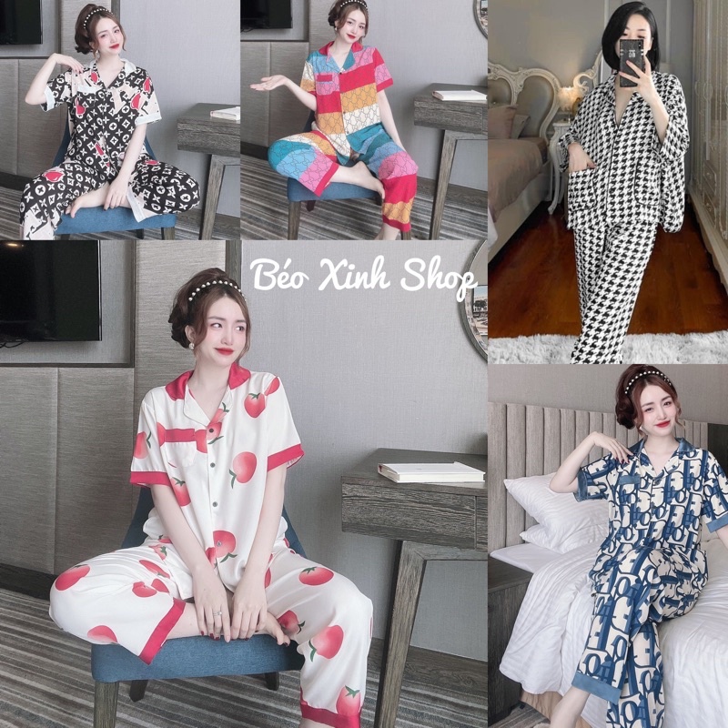 [FREESHIP]Đồ  Ngủ Pyjama  Bigize  Dài  50-100kg Bigsize Cao Cấp Kiểu Dáng Đẹp Vải Lụa Nhật phối Satin Lạnh Mặc Cực Thích