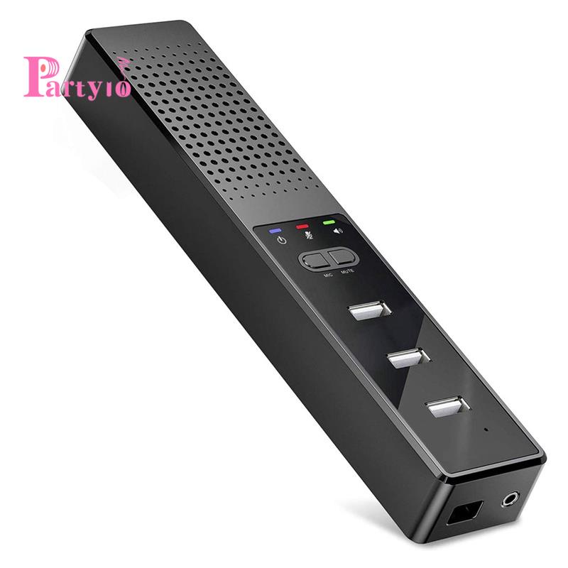 3 in 1 Computer Speakers with Microphone & Hubs USB Conference Speaker, PC Mic for Video Conference