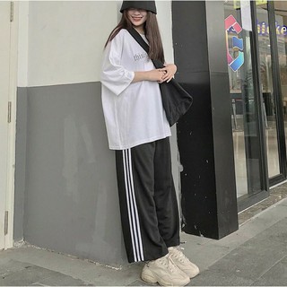 Quần ống rộng 3 sọc kiểu hàn quốc