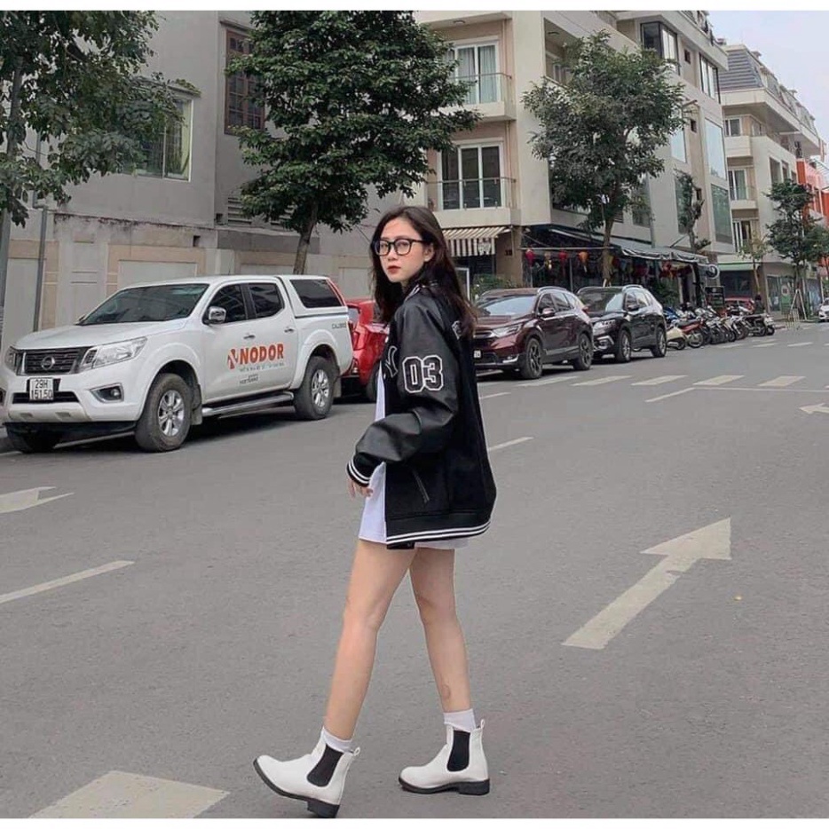 Áo bomber NY bóng chày tay da lộn unisex, áo khoác bóng chày Mophus MB002 | BigBuy360 - bigbuy360.vn